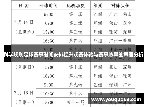 科学规划足球赛事时间安排提升观赛体验与赛事效果的策略分析