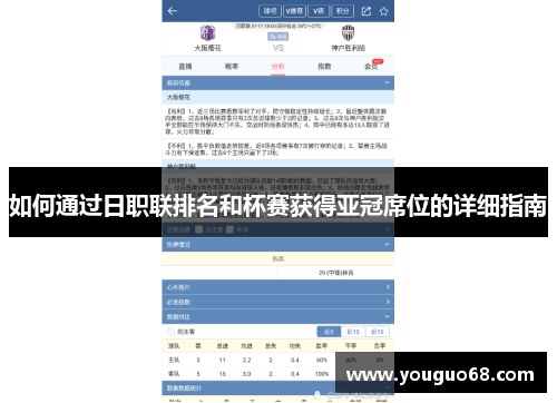 如何通过日职联排名和杯赛获得亚冠席位的详细指南